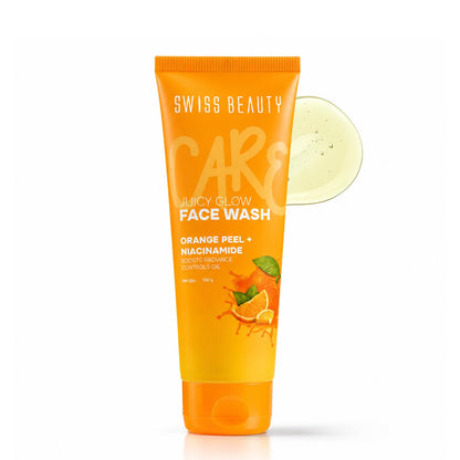 SWISS BEAUTY JUICY GLOW FACE WASH ORANGE PEEL+NIACINAMIDE