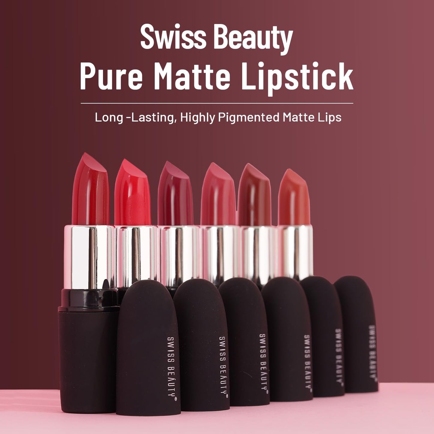 Swiss Beauty Pure Matte Waterproof Lipstick - Sb S6 224 Red Wine 3.8 g