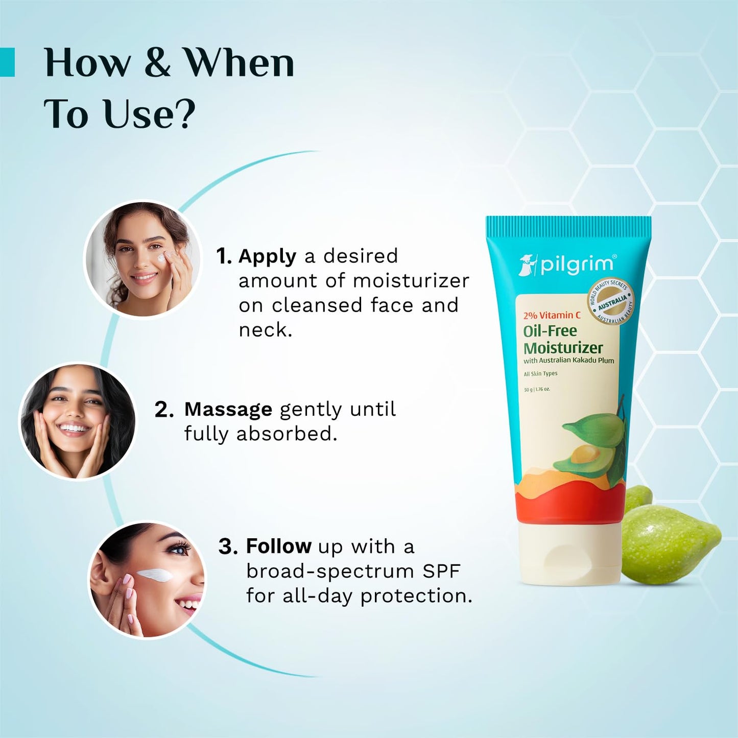 Pilgrim Kakadu Plum & Lime Pearl 2% Vitamin C Oil-Free Moisturizer 50 GRAM