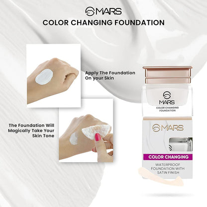 MARS Color Changing Water Proof Satin Finish Foundation - White 20 ml