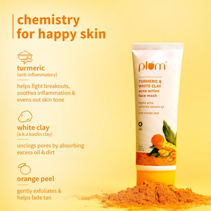 Plum Turmeric & White Clay Acne Action Face Wash 100 MILLI_LITRE