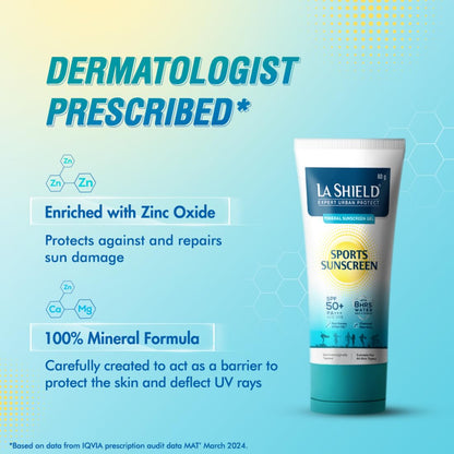 LA SHIELD MINERAL SPORTS SUNSCREEN GEL SPF 50+ - Transparent 80 g