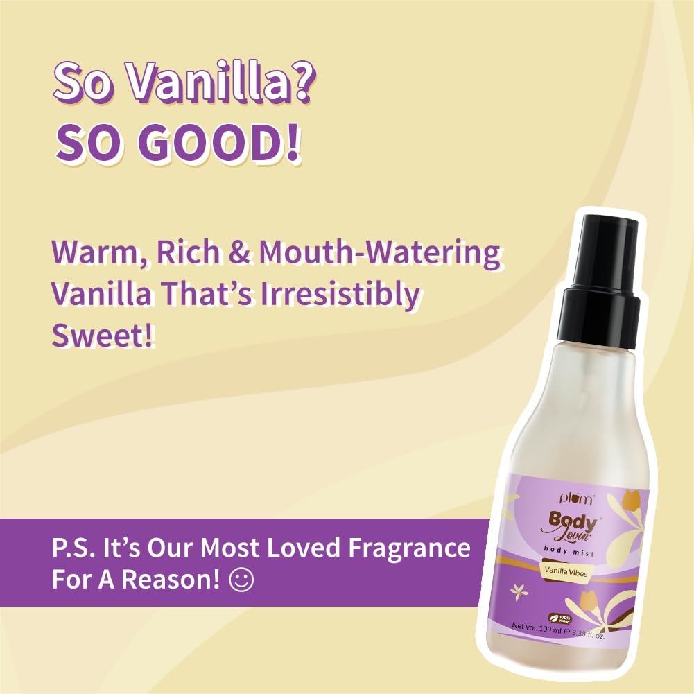 Plum Bodylovin'Vanilla Vibes | Long Lasting Vanilla Fragrance | Perfume Spray | Body Mist - For Men & Women 100 MILLI_LITRE