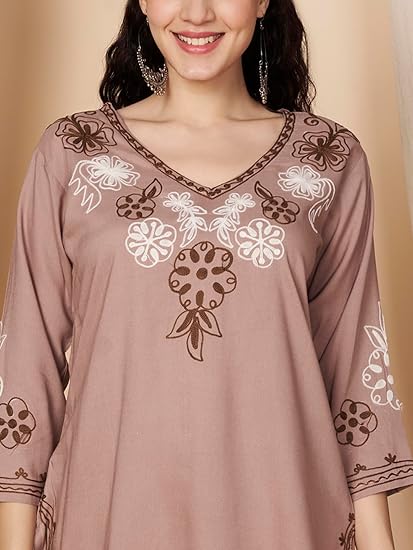Embroidered Chikankari Kurti for Women - Chocolate 2