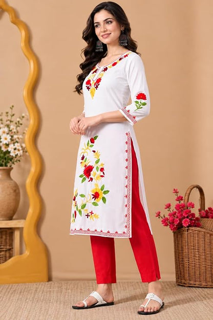 LIBOZA Women Kashmiri Embroidered Straight Kurta