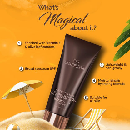 Colorbar Face The Sun Broad Spectrum Daily Face Protector SPF 50 Sunscreen 50 ml