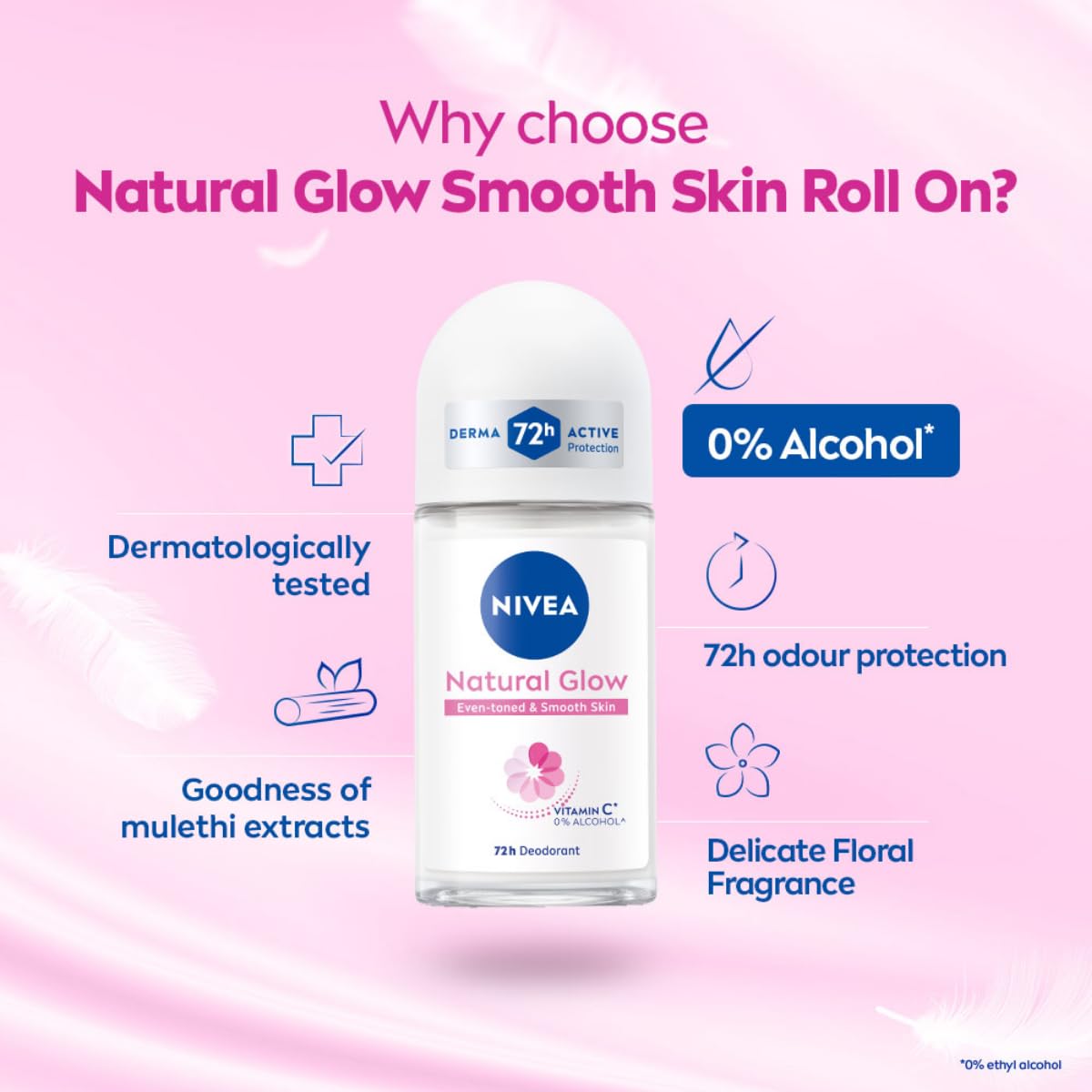 Nivea Natural Glow Sensitive Deodorant Roll On 50 ml