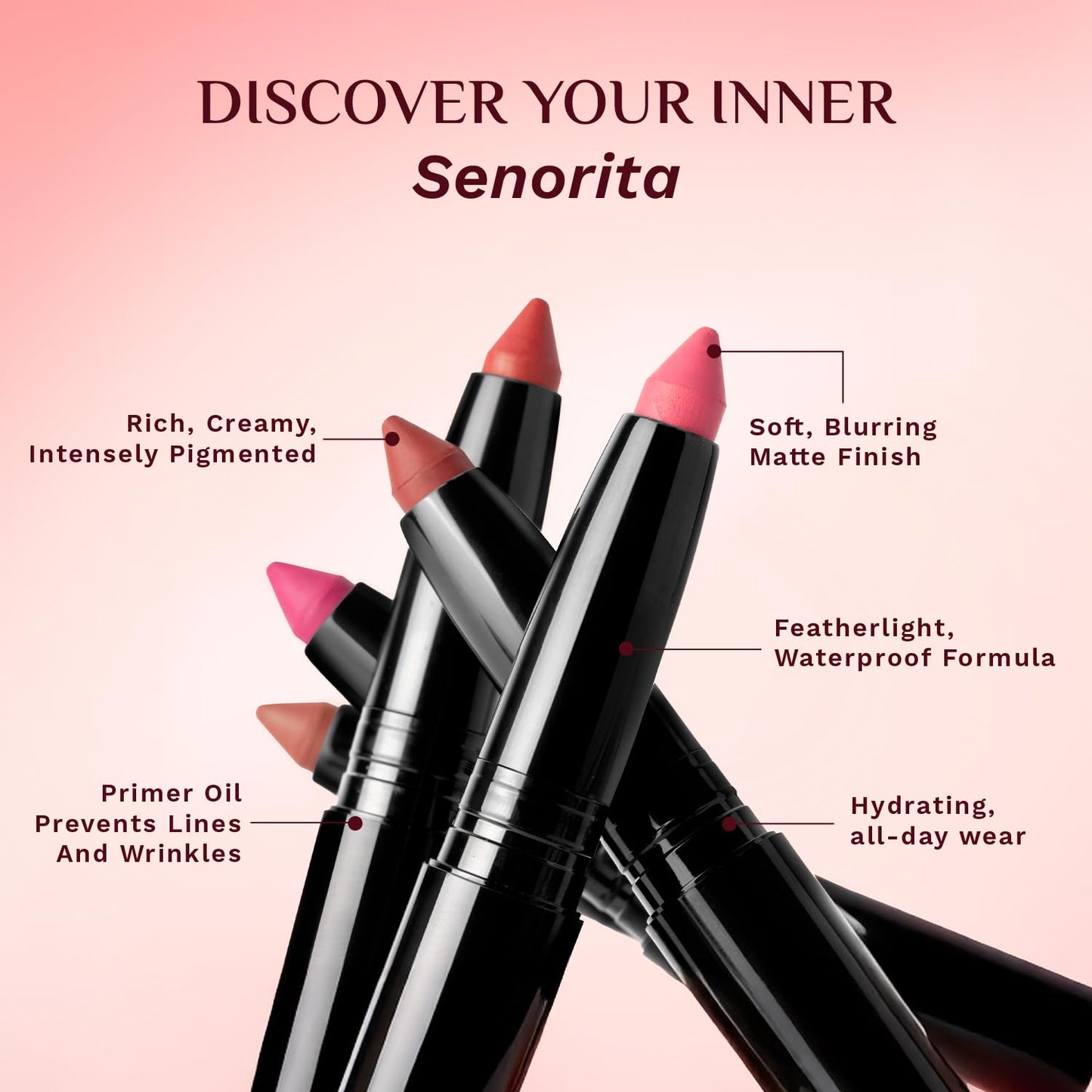 PILGRIM The Spanish Collection MATTE ME UP Lip Crayon (Primer+Matte Finish) - 26 Naughty Wine 1.4g