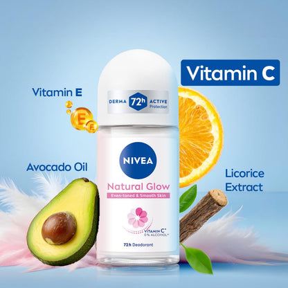 Nivea Natural Glow Sensitive Deodorant Roll On 50 ml