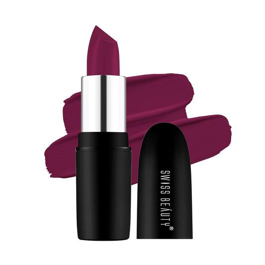 Swiss Beauty Pure Matte Waterproof Lipstick - Sb S6 224 Red Wine 3.8 g