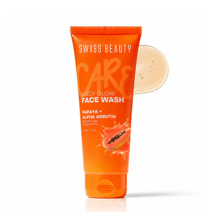 SWISS BEAUTY JUICY GLOW FACE WASH PAPAYA+ALPHA ARBUTIN