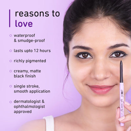 Plum Eye-Swear-By Kohl Kajal | Deep Black| Matte Finish Smudge Proof & Waterproof Black 0.3499999940395355 GRAM