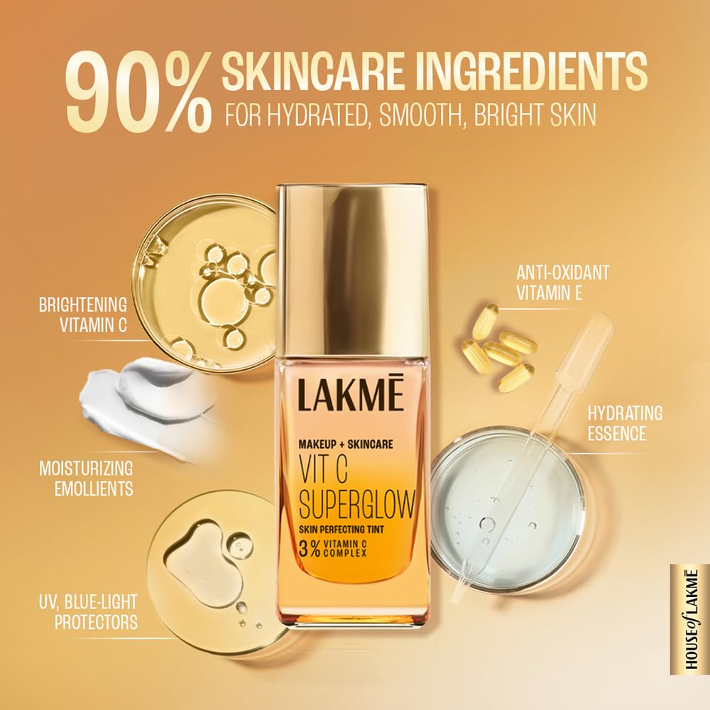 LAKME MAKEUP+SKINCARE VITC SUPERGLOW SKIN PERFECTING TINT Foundation - N220 NEUTRAL MEDIUM 25 ml