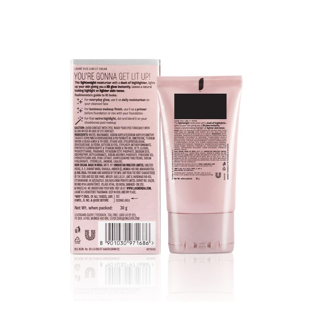 Lakme 9To5 Lumi Lit Moisturizer+ Highlighter Silver Shimmer Cream