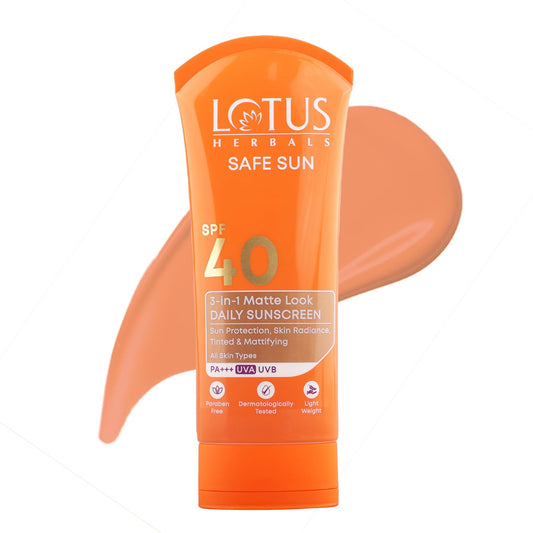 Lotus Safe Sun 3 In 1 SPF 40 PA +++ Matte Look Daily Sunscreen Cream 100 g