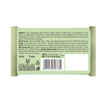 Lakme 9 To 5 Natural Aloe Cleansing Wipes 25 PIECES