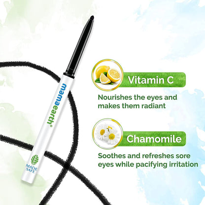 Mamaearth Charcoal Black Long Stay Kajal Waterproof,With Vitamin C & Chamomile For 11-Hour Smudge-Free 0.35 g