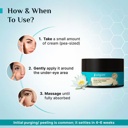 Pilgrim Retinol Under Eye Cream With Vitamin C & Hyaluronic Acid | For Dark Circle, Puffiness, Wrinkles Removal Of Fine Lines, Puffy Eyes All Skin Type Korean Beauty 30 GRAM
