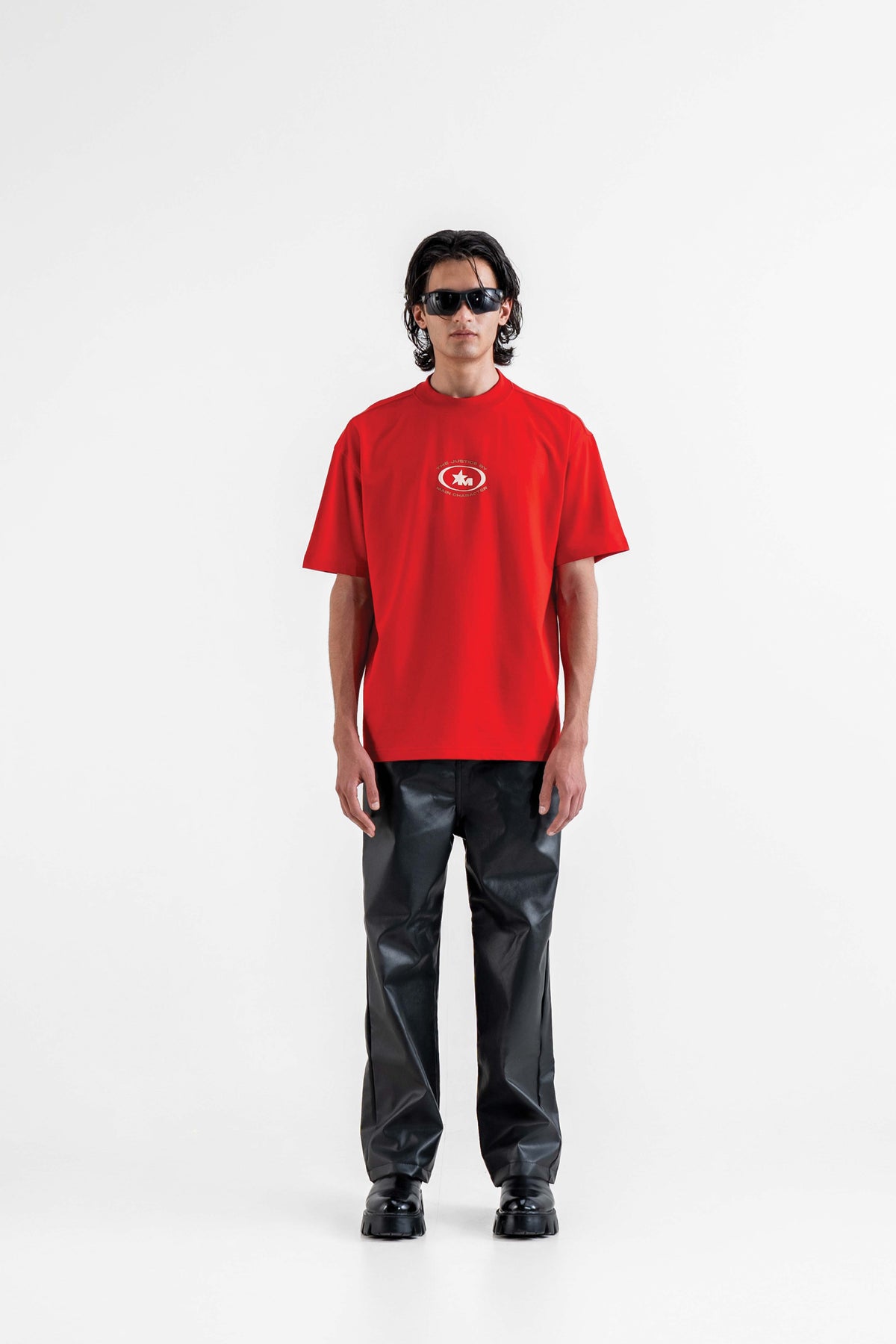 The Justice Printed Red Oversized T-Shirt Main Character