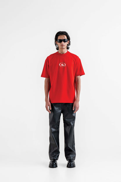 The Justice Printed Red Oversized T-Shirt Main Character