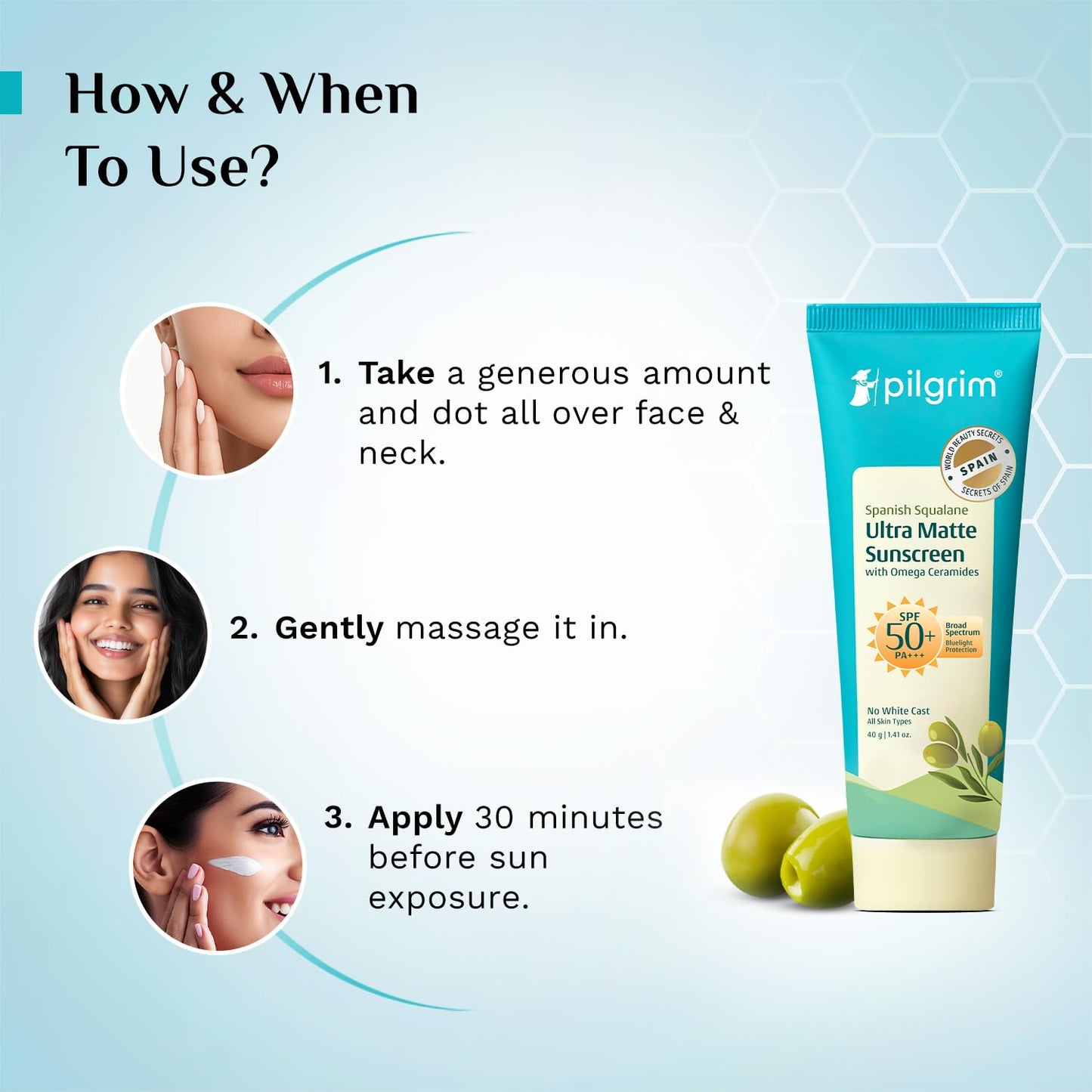Pilgrim Squalane Ultra Matte SPF 50 PA+++ Sunscreen 50 GRAM