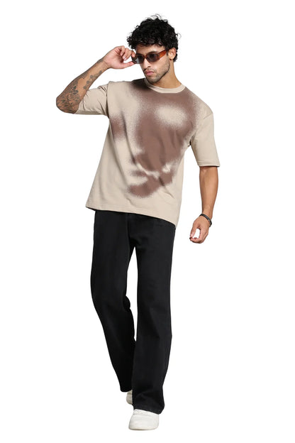 Brown Abstract Face T-Shirt