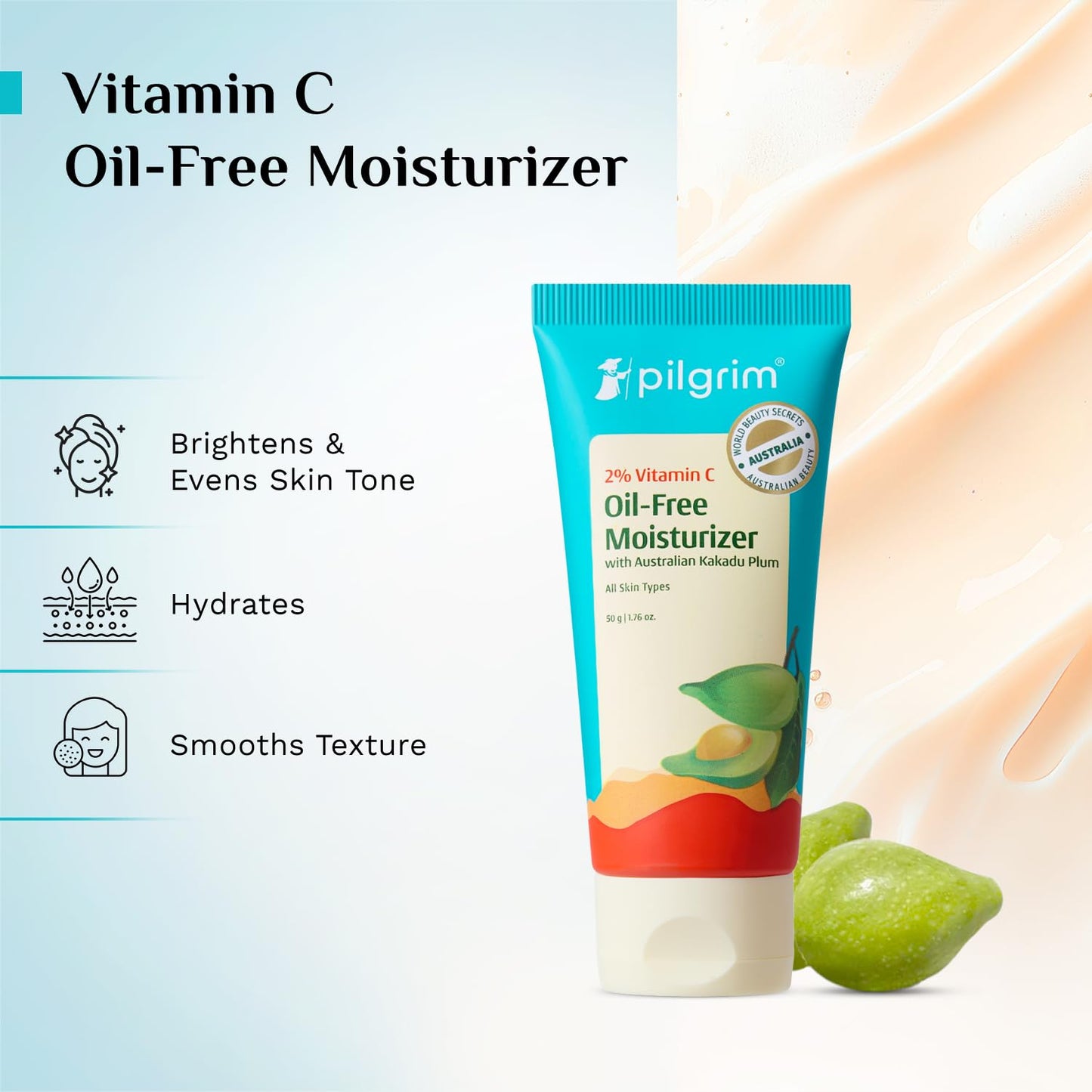 Pilgrim Kakadu Plum & Lime Pearl 2% Vitamin C Oil-Free Moisturizer 50 GRAM