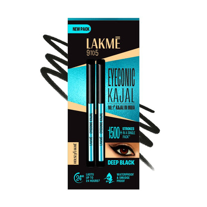 Lakme 9 To 5 Eyeconic Kajal Twin Pack - Deep Black 0.35 g