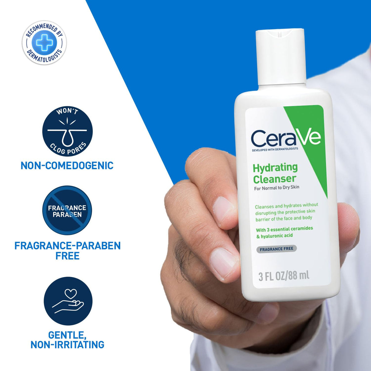 Cerave Fragrance Free Hydrating Cleanser For Normal To Dry Skin 88 ml