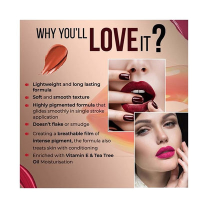 Colorbar Power Kiss Vegan Matte Lipcolor - Hush On 004 5 ml
