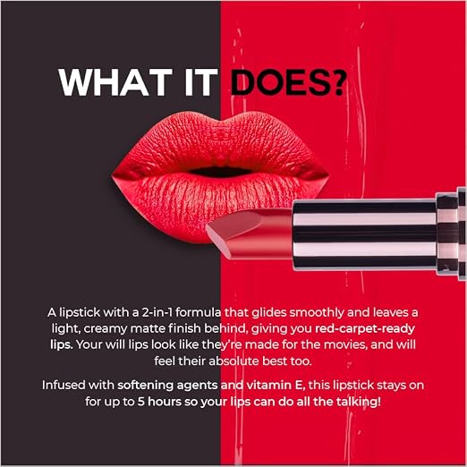 Colorbar Velvet Matte Lipstick - Shy Cherry Red 4.2 g