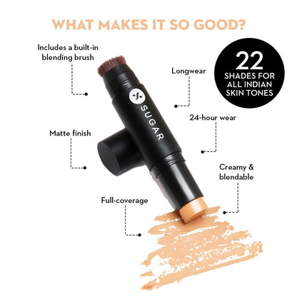 SUGAR Ace Of Face Foundation Stick - 30 Chococcino (Medium, Warm Undertone) 12 GRAM