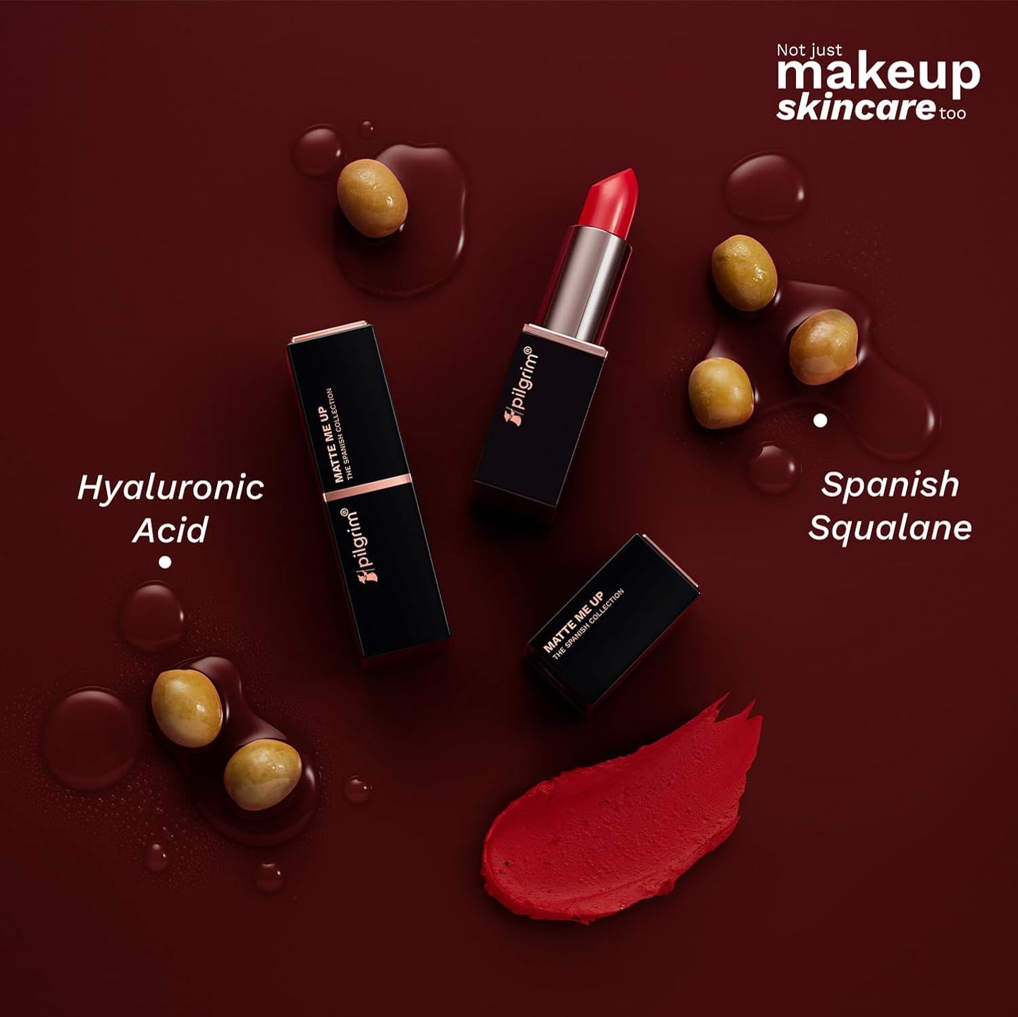 Pilgrim Matte Bullet Lipstick Intense Colour Transferproof & Smudgeproof Flamin'Red-21 4.2 GRAM