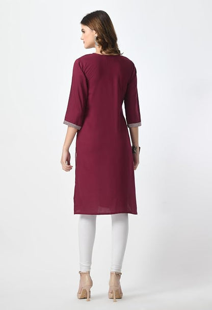 LIBOZA Kurta for Women – Lakhnowi Chikankari Embroidered Ladies Kurti, Stylish Girls Top, Ethnic Full Kurtas, Straight Design Kurtis for Woman