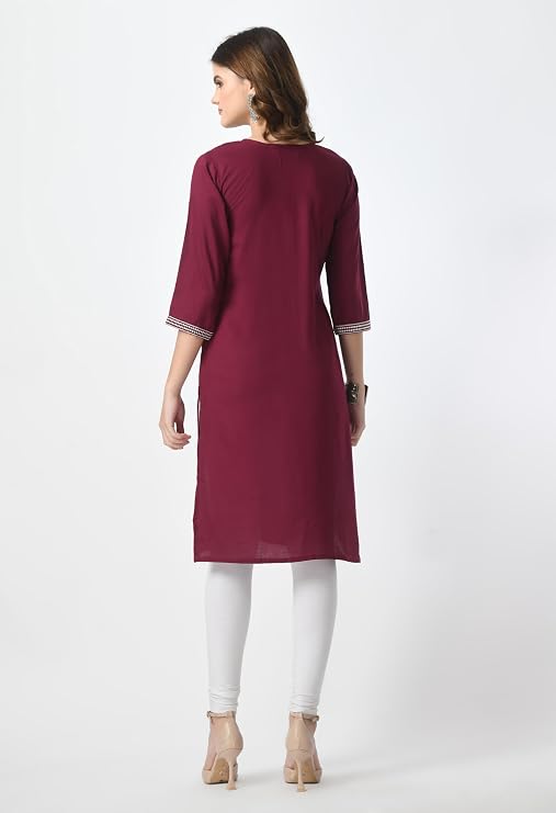 LIBOZA Kurta for Women – Lakhnowi Chikankari Embroidered Ladies Kurti, Stylish Girls Top, Ethnic Full Kurtas, Straight Design Kurtis for Woman