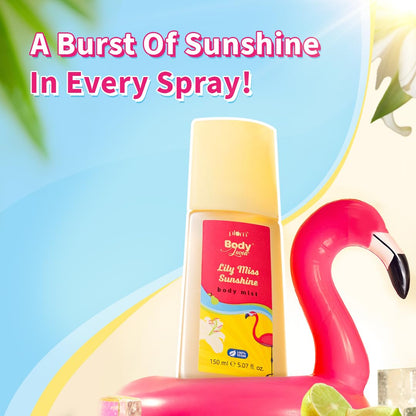 Plum BodyLovin' Lily Miss Sunshine Body Mist| Long Lasting Fresh Summer Fragrance With Notes Of Lily, Bergamot & Pear | Travel-Friendly Perfume Body Spray 150ml