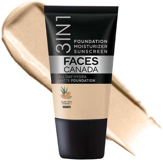 FACES CANADA 3 IN 1 ALL DAY HYDRA MATTE FOUNDATION - Absolute Ivory 012 18 ml