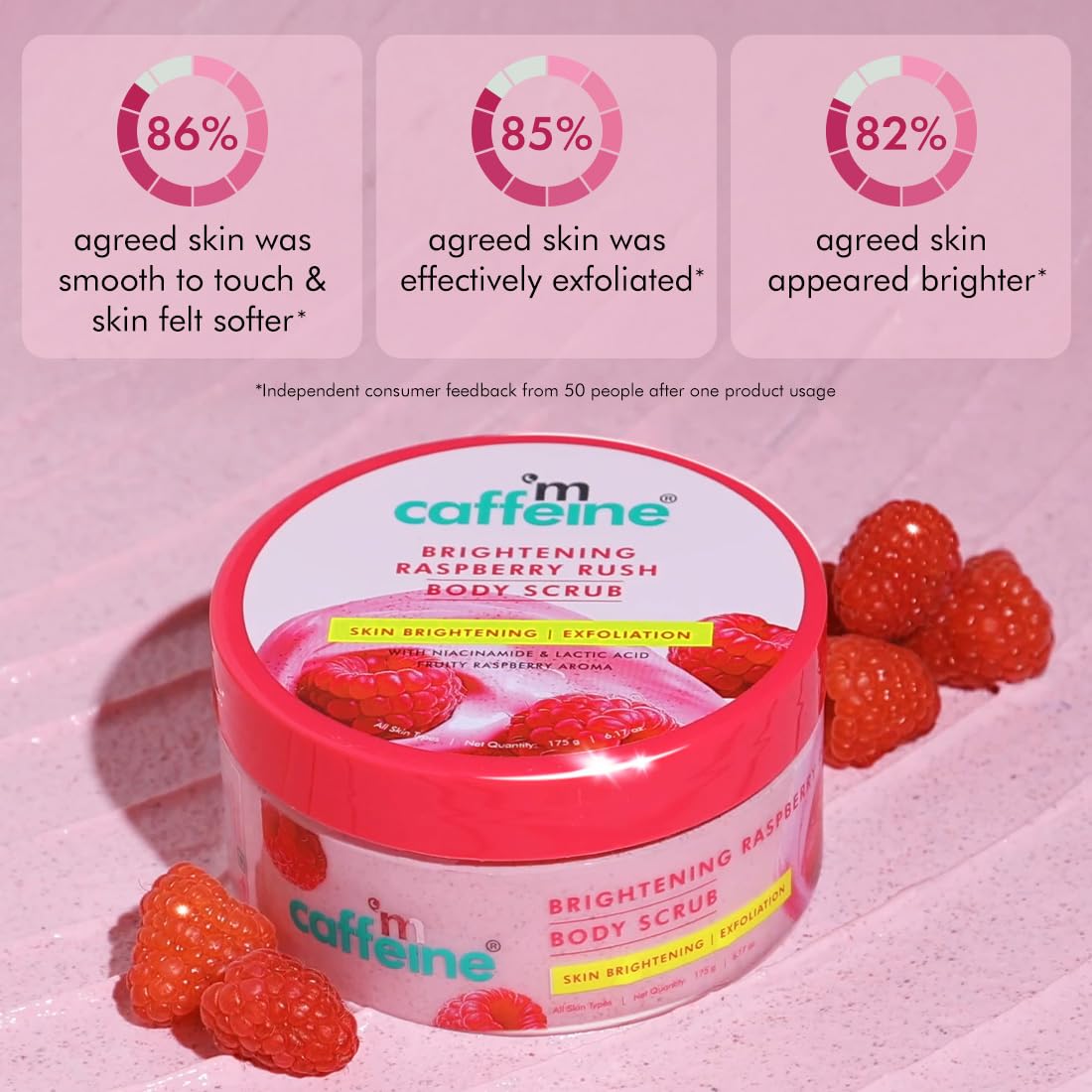 mCaffeine Brightening Raspberry Rush Body Scrub 175 g