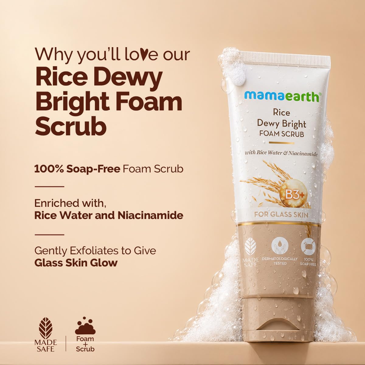 Mamaearth Rice Water & Niacinamide Face Scrub 100 g