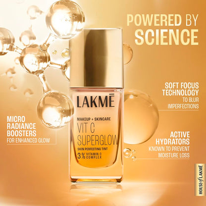 LAKME MAKEUP+SKINCARE VITC SUPERGLOW SKIN PERFECTING TINT Foundation - N220 NEUTRAL MEDIUM 25 ml