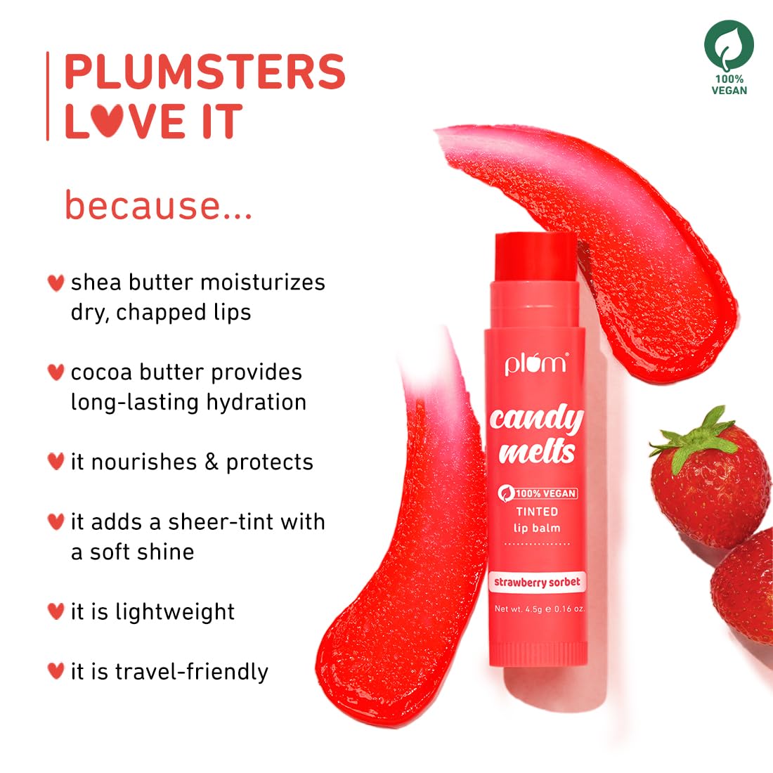 Plum Candy Melts Strawberry Sorbet Tinted Lip Balm 4.5 GRAM
