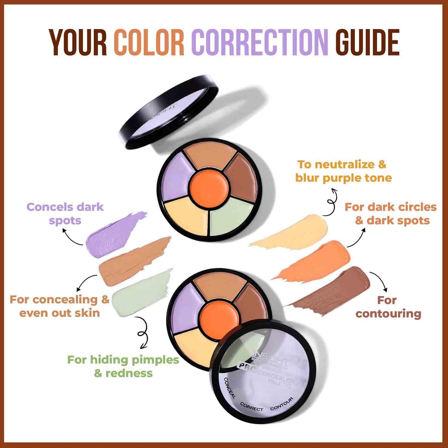 Insight Cosmetics Pro Concealer Palette - Evens Out Skin Tones - Multicolor 15 g