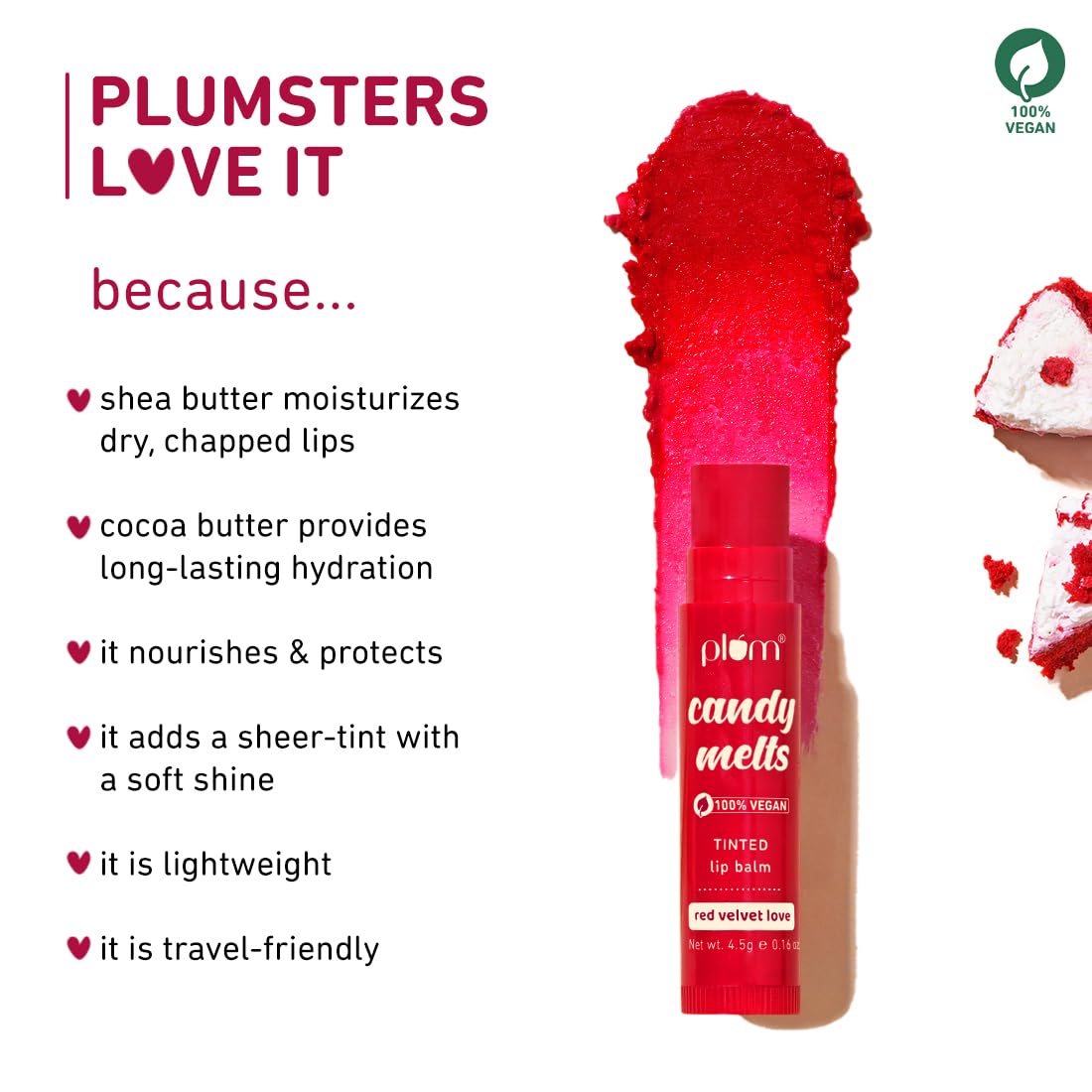 Plum Candy Melts Red Velvet Love Tinted Lip Balm 4.5 GRAM
