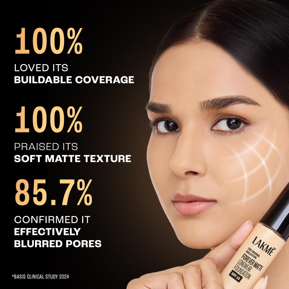 LAKME FOREVER MATTE LONGWEAR FOUNDATION SPF 15 - Cool Ivory 25 ml