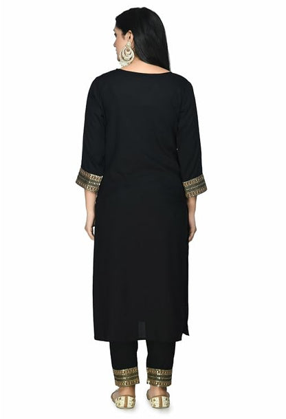 LIBOZA Kurta Set For Women With Dupatta & Pant, Designer Embroidered Pakistani Cotton Rayon Suit Sets For Ladies Wedding, Festival & Function, Salwar Suits With Heavy Embroidery