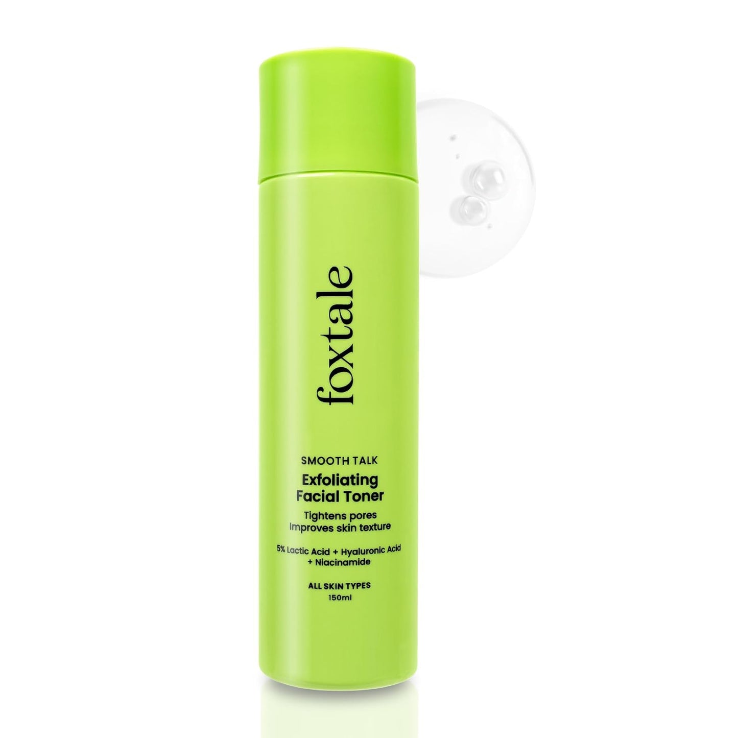 Foxtale 5% Lactic Acid Exfoliating Face Toner For Pore Tightening, Alcohol Free Men & Women 150 ml