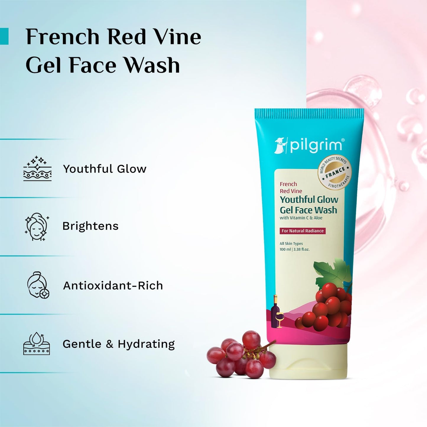 Pilgrim Red Vine Vitamin C & Aloe Face Wash 100 MILLI_LITRE