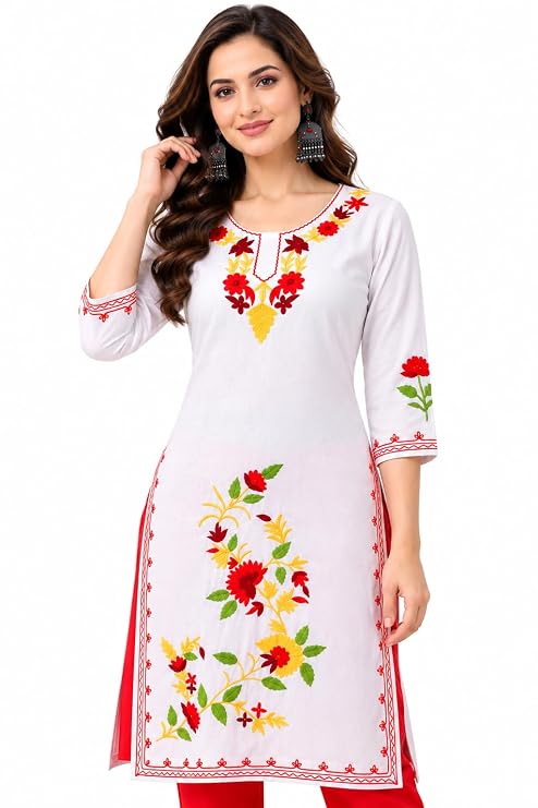 LIBOZA Women Kashmiri Embroidered Straight Kurta