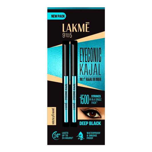 Lakme 9 To 5 Eyeconic Kajal Twin Pack - Deep Black 0.35 g