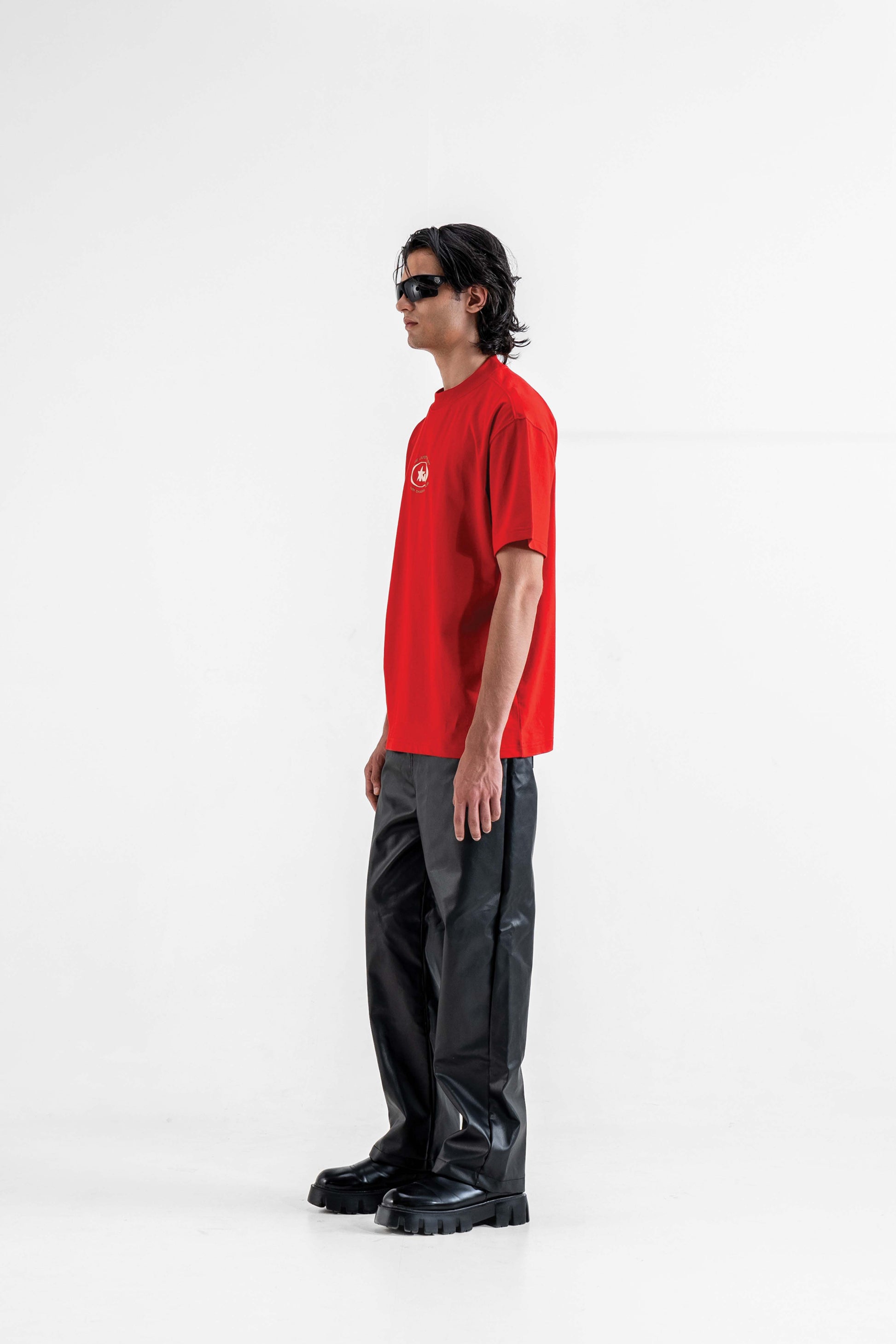 The Justice Printed Red Oversized T-Shirt Main Character